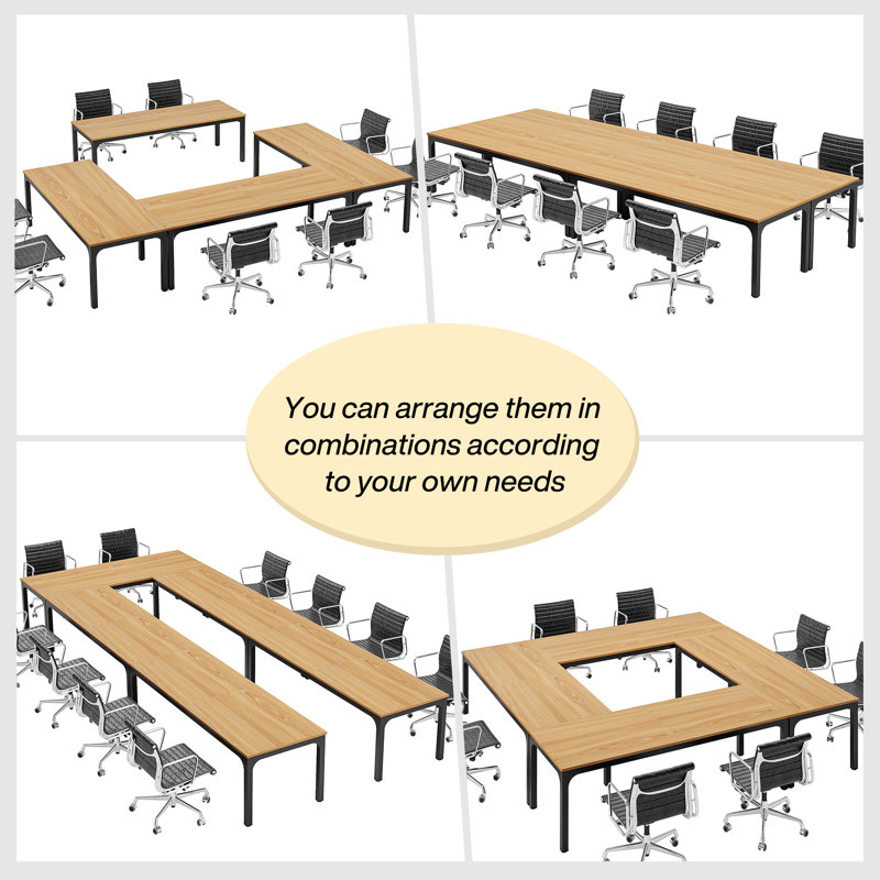 Louinis Rectangle Conference Table, Natural/Black