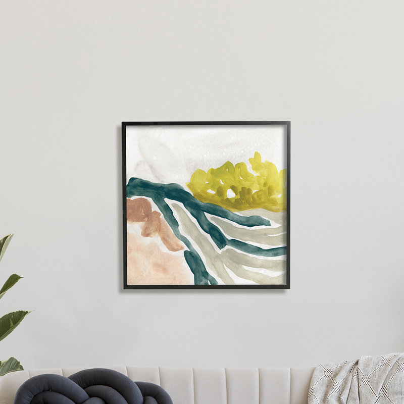 Rivière, ruisseau, courant, doux, abstrait, nature, paysage, Giclée encadrée noir minuit, H 24 po x l 24 po