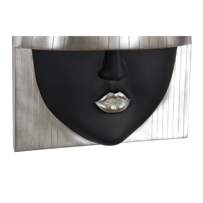 Art mural mode visages grand baiser noir / feuille d'argent