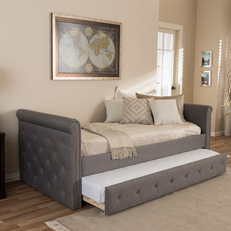 Lit de jour simple avec lit gigogne, Gris