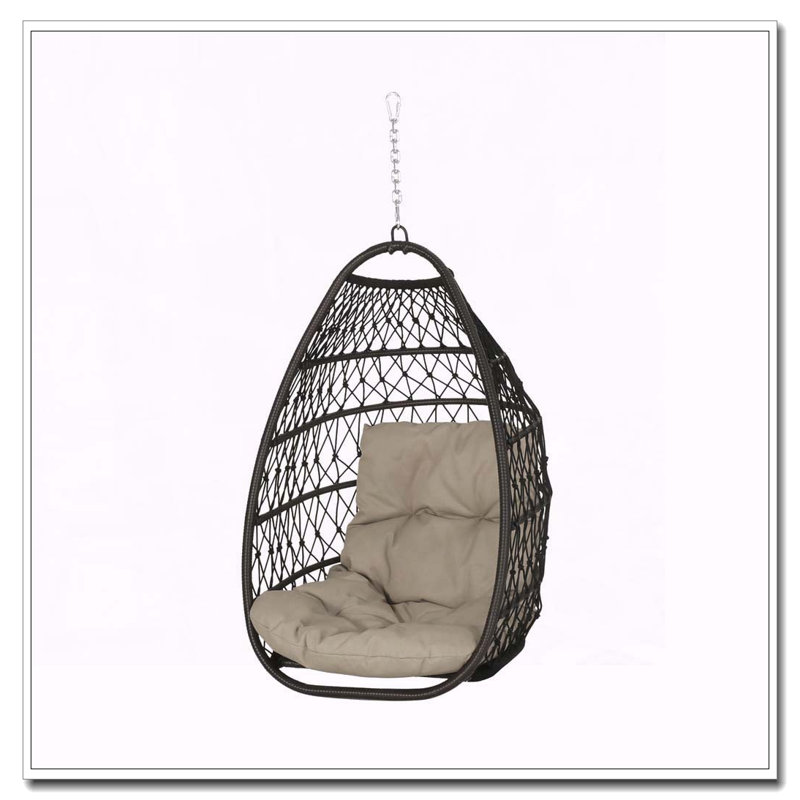 Chaise pliante suspendue en osier avec coussins, Noir
