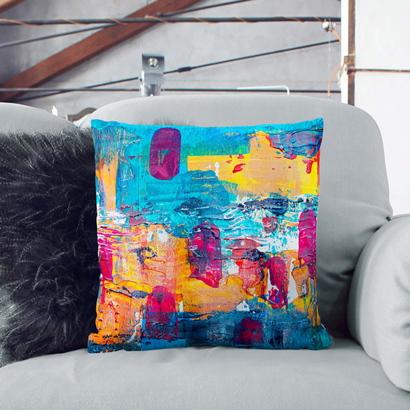 Abstract Square Cushion, White, 55 x 55 cm