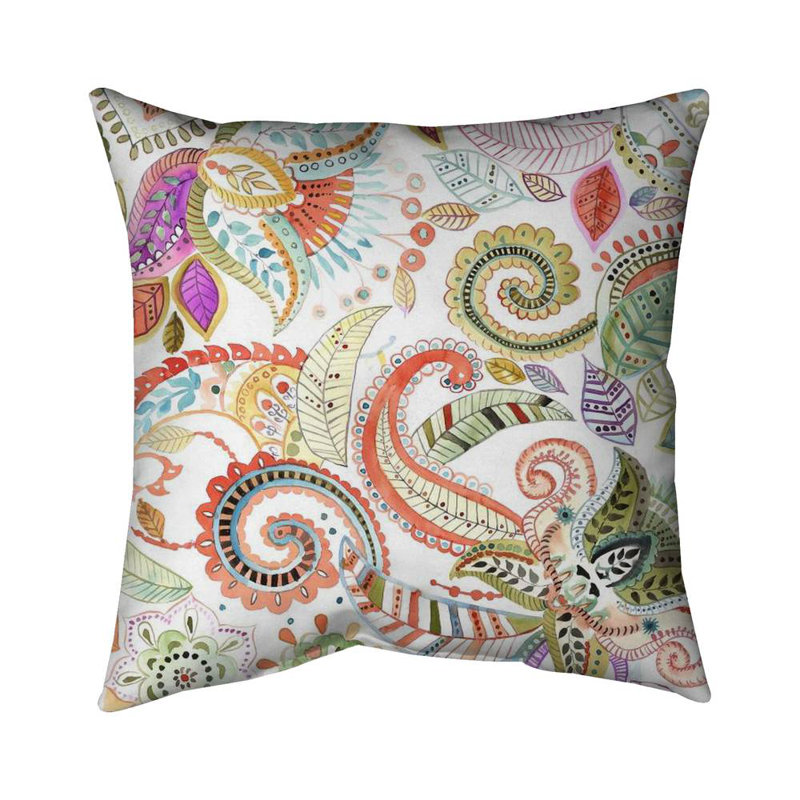 Paisley Throw Pillow, 20" H x 20" W, Red/White/Black, Pillow Cover Only - No Insert