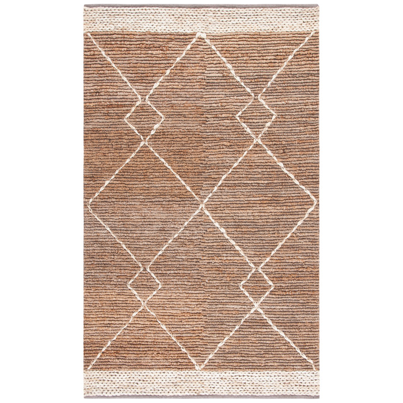 Alphonsus Natural Fiber Hand Woven Jute Geometric Rug, Rectangle 6' x 9'