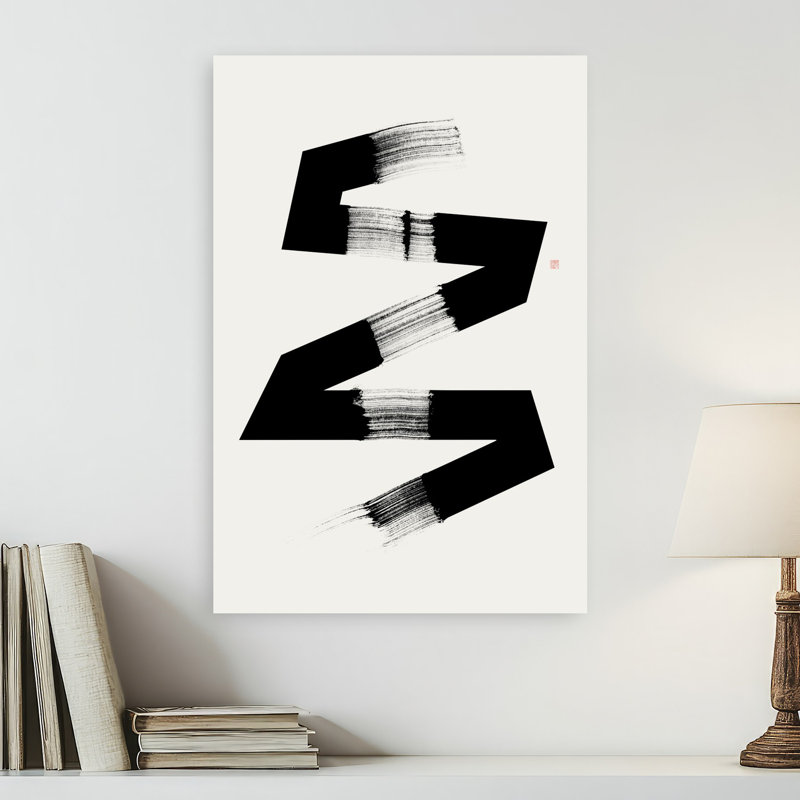 Dynamic Ink Zigzag Abstract Bold Contemporary Wall Art Print 1 Piece Wrapped Canvas Wall Art, 60.96cm H x 40.64cm W
