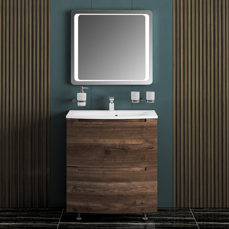 Meuble-lavabo simple avec plateau Katrinka 22,5 po, Bois de rose