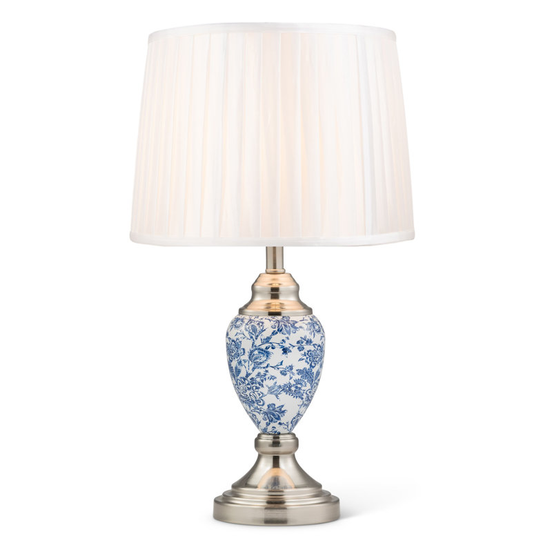 Pulcherie 44Cm White/Blue Table Lamp, Silver