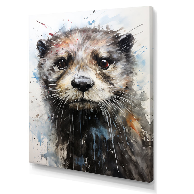 «Otter Playfulness Portrait I», reproduction sur toile, Toile tendue, 32" H x 24" W