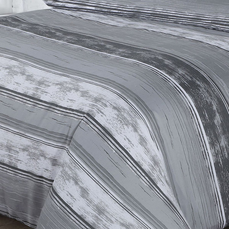 Rasheema Duvet Set, King - 2 Standard Pillowcases, Modern Stripe Brooklyn, Grey