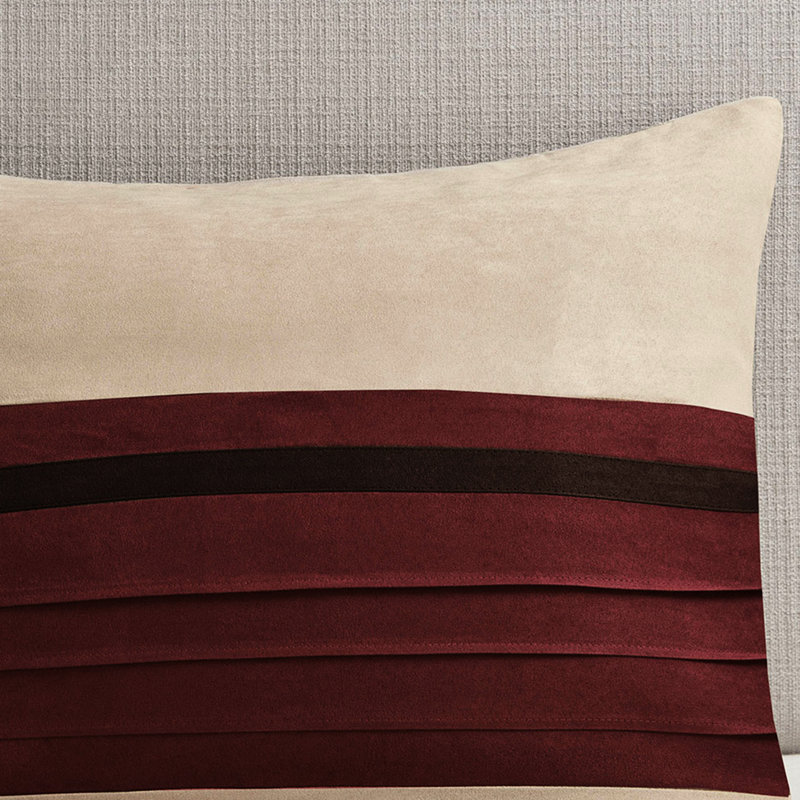 Édredon très grand en faux suède - rouge, 7 pièces, 2 taies décoratives, 2 taies décoratives, 3 coussins, Rouge