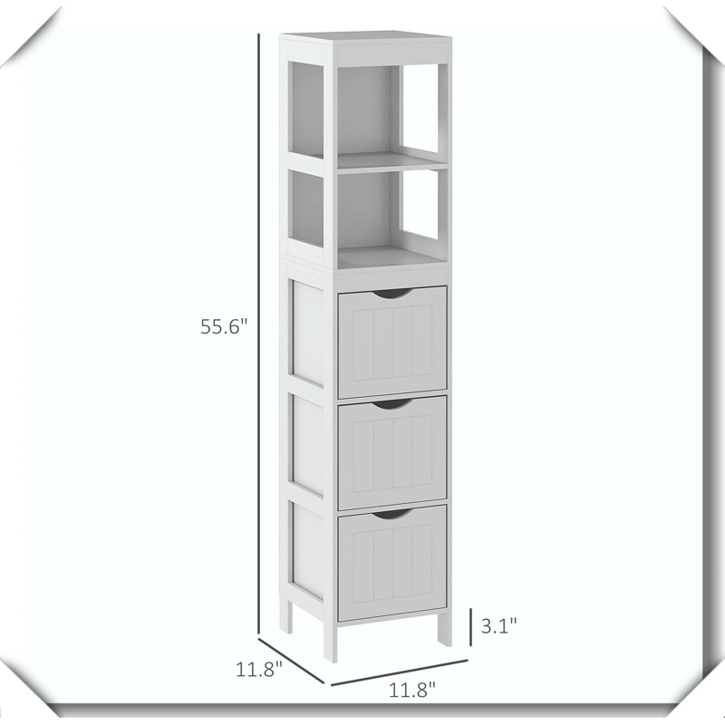 Armoire de salle de bain étroite et mince, 3 tiroirs