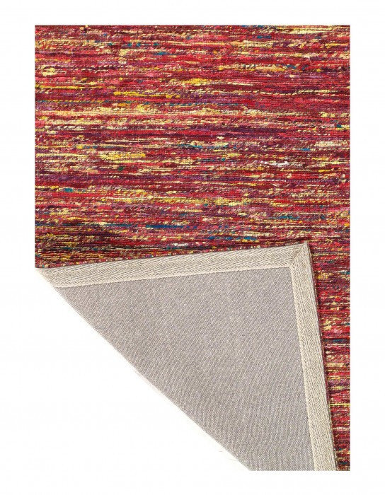 Red Flat-weave Tufted Sari Silk 4'x 6'