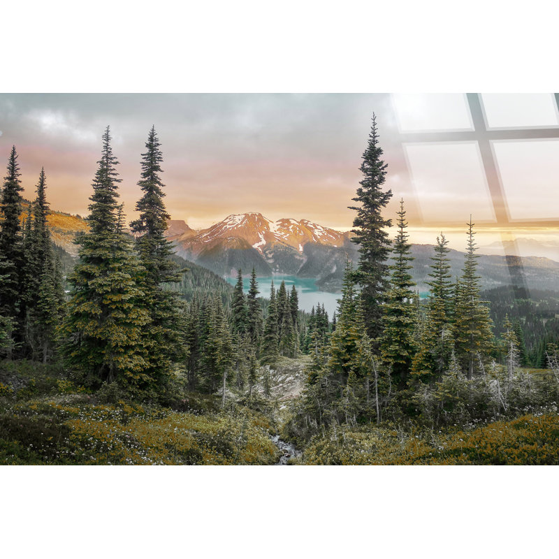 Art mural en verre trempé sans cadre Tranquil Peaks - 60 po x 40 po