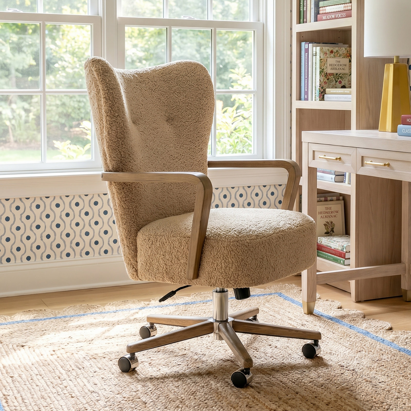 Billinghurst Swivel Office Chair, Sheepskin Natural