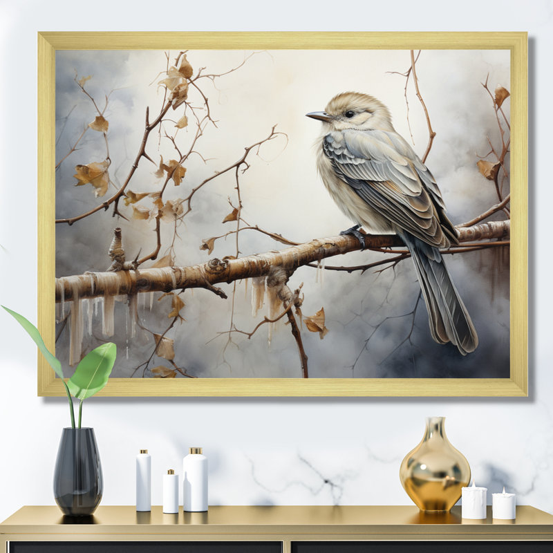 «Bird Silent Watcher IV», reproduction d'art sur toile, H 30 po x l 40 po x P 1,5 po, Encadrement doré