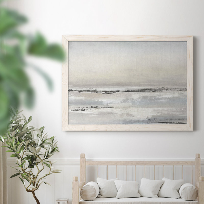 Distant brouillard - Peinture sur toile encadrée, Blanc, H 31 po x l 44 po x P 0,75 po
