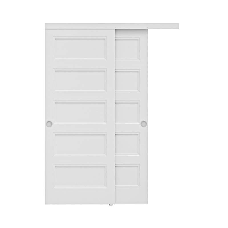48" x 80" 5-Panel Space-Saving Pantry Closet Sliding Doors With Sliding Hardware, 80" x 48", White_Assembled