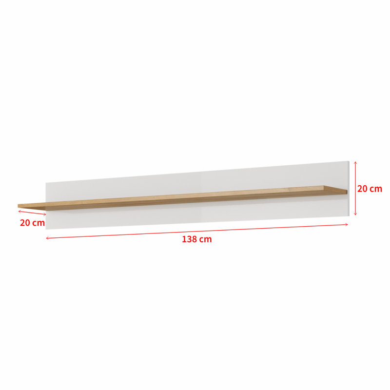 Armagh Floating Shelf, Matt White/Oak