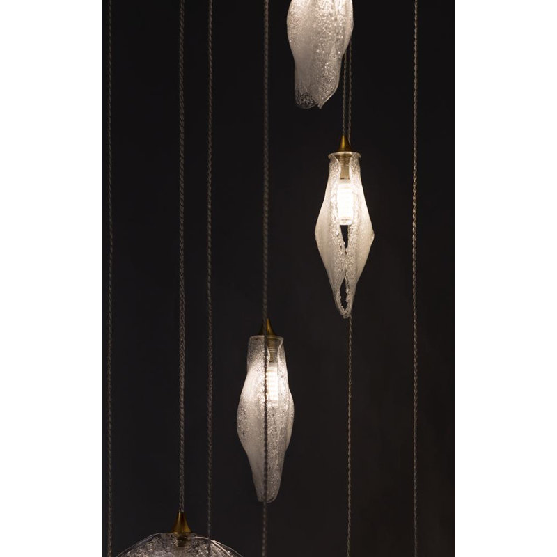 Crystal Glaze 21 - Light Cluster Pendant, Frosted Clear, 96" H x 26" W x 26" D, Oil Rubbed Bronze