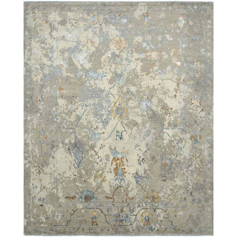 Illusion Weave Hand Knotted Abstract Area Rug, Rectangle 4' x 6'