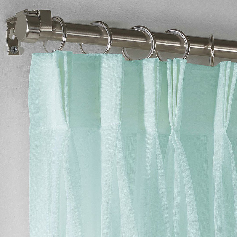 Sheer Single Curtain Panel, 190cm Width x 295cm Drop, Teal Green