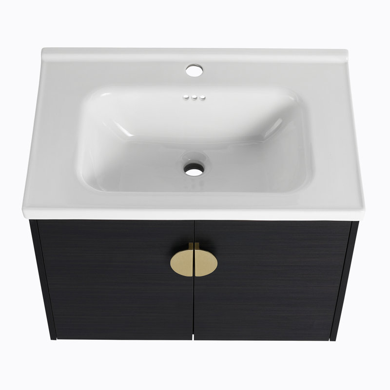 Yosan 27.8 " W Single Vanity Bathroom Vanity With Ceramic Top