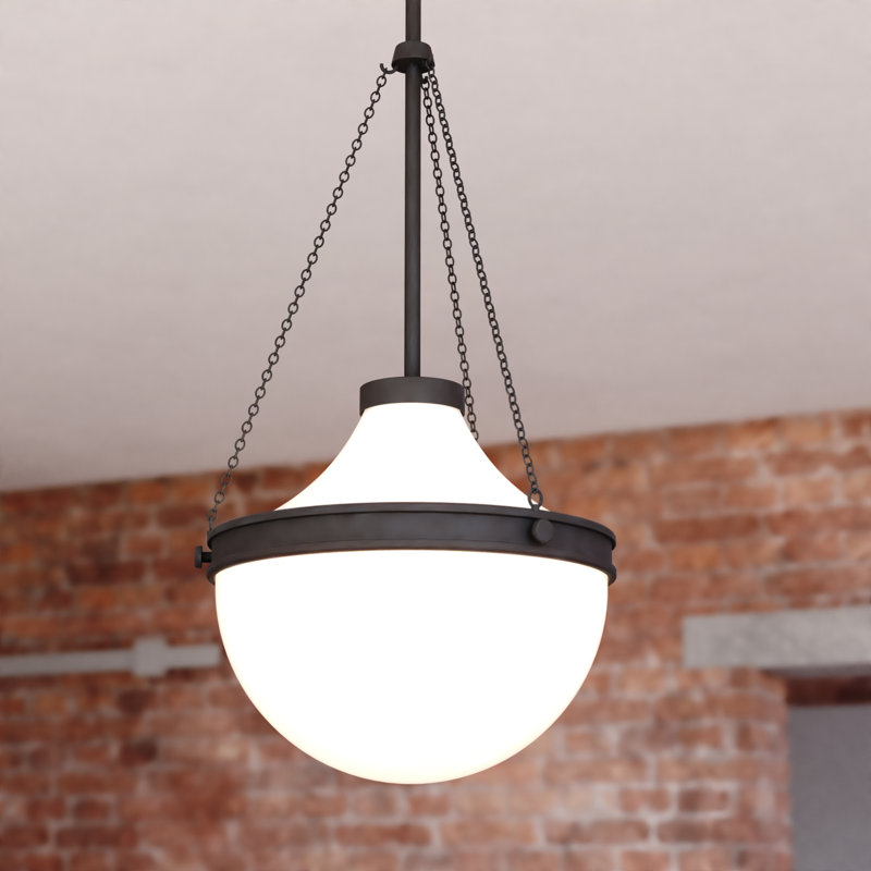 Lincoln 1-Light 12.75 in. Wide Matte Black Globe Mini Pendant with White Milk Glass Shade, Adjustable Height Hanging Ceiling Fixture for Dining Table, Kitchen, Entryway, Island, Foyer