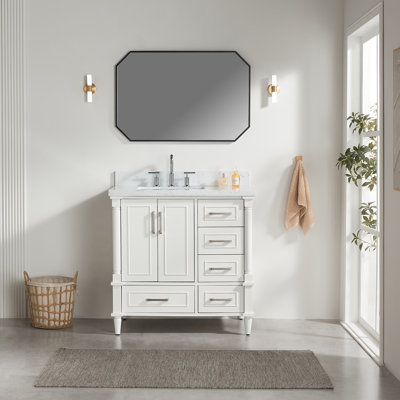 Ensemble de meuble-lavabo simple autoportant 36 po avec 2 poignées entièrement assemblé