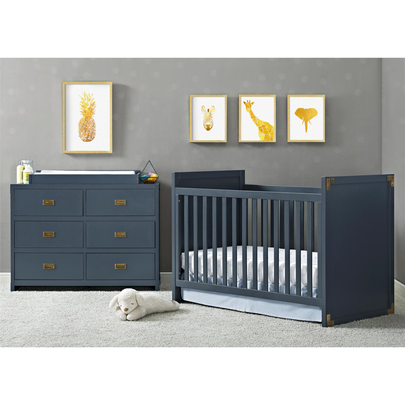 graphite blue dresser Viv + Rae™ Hubble 6-Drawer Campaign-Inspired Manufactured Wood Terylene The drawers are built Size:3XL_34-36 Yellow Black Dress -