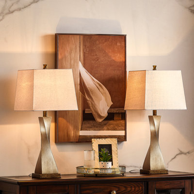  27'' Antique Gold Resin Table Lamp