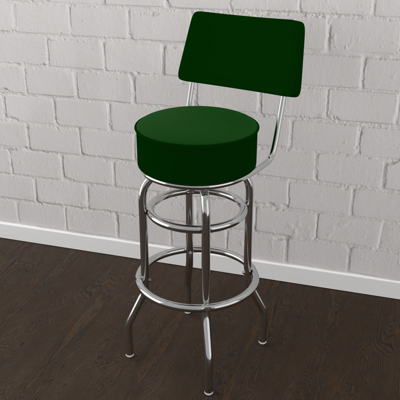 Tabouret 31 non fini, Vert / cadre argenté