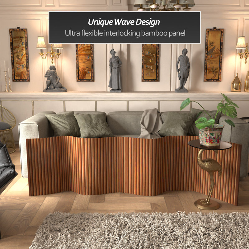 Siena Rolling Bamboo Room Divider, Triple Espresso, 2 ft. Short