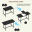 Ensemble de table de salle à manger extensible pour 4-8, grande table de cuisine extensible de 63 po avec 2 bancs et 2 tabourets, plateau en bois moderne et structure en métal, peu encombrant, facile à assembler, noir.-129768551-129768550