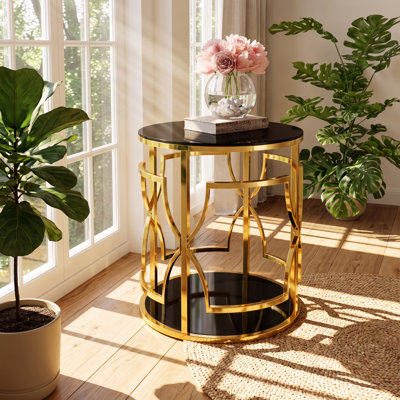 Table de bout en verre trempé à 2 niveaux l 19,7 po x P 19,7 po x H 21,7 po change