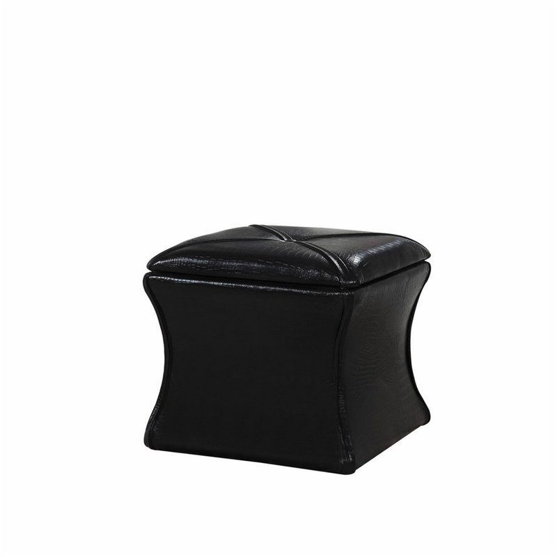 Banc de rangement en bois et cuir