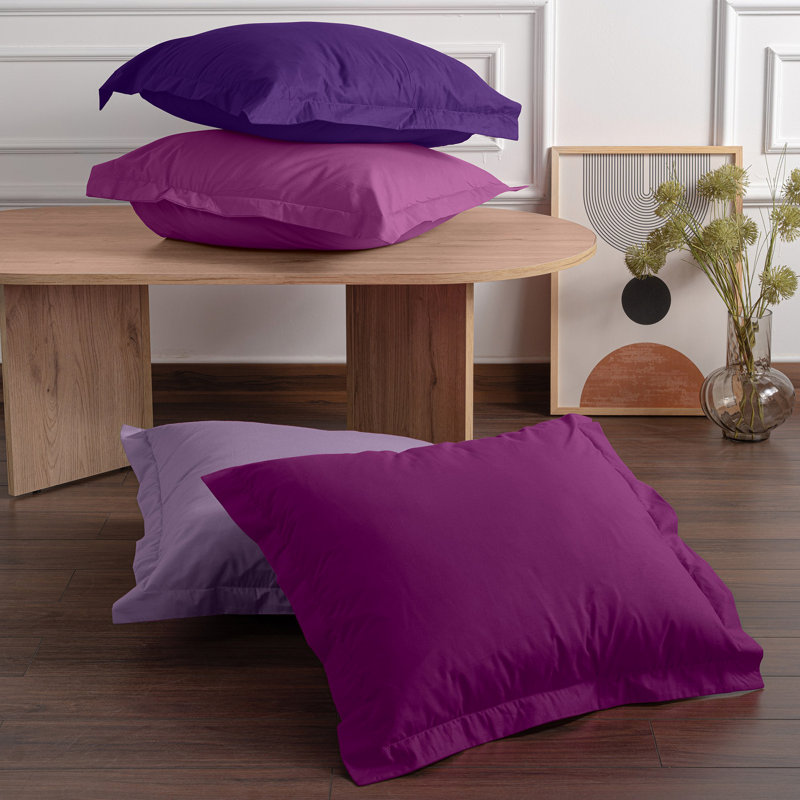 Premium Oxford Pillowcase Set (2 Pieces), Purple, 23.6 x 23.6 inches | 100% Cotton Ranforce, 155 Thread Count | Envelope Closure, Machine Washable | Soft, Durable, Perfect for Cozy Bedrooms