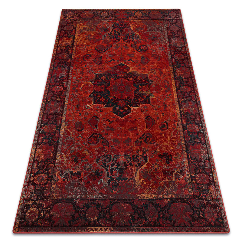 Raiden Oriental Wool Area Rug, Rectangular 170 x 235cm, Red