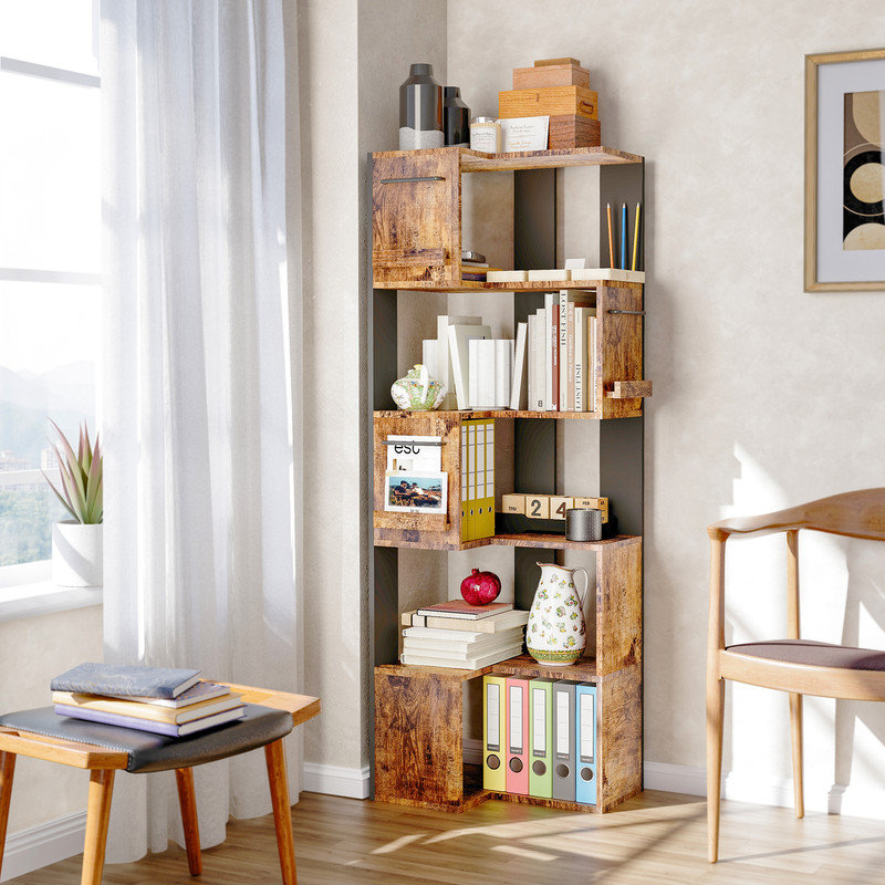 Tablette d'angle moderne 63 po avec 5 niveaux, armoire de rangement pour la cuisine, le salon et la chambre à coucher