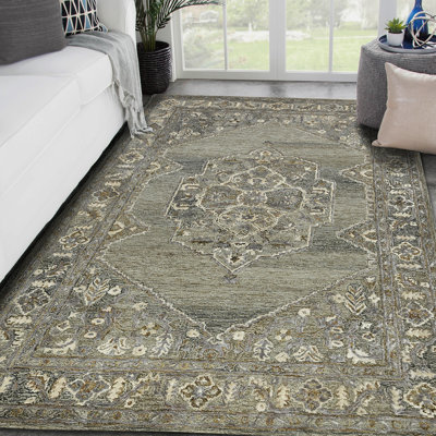 Tapis oriental brun / gris touffeté à la main Shawsheen