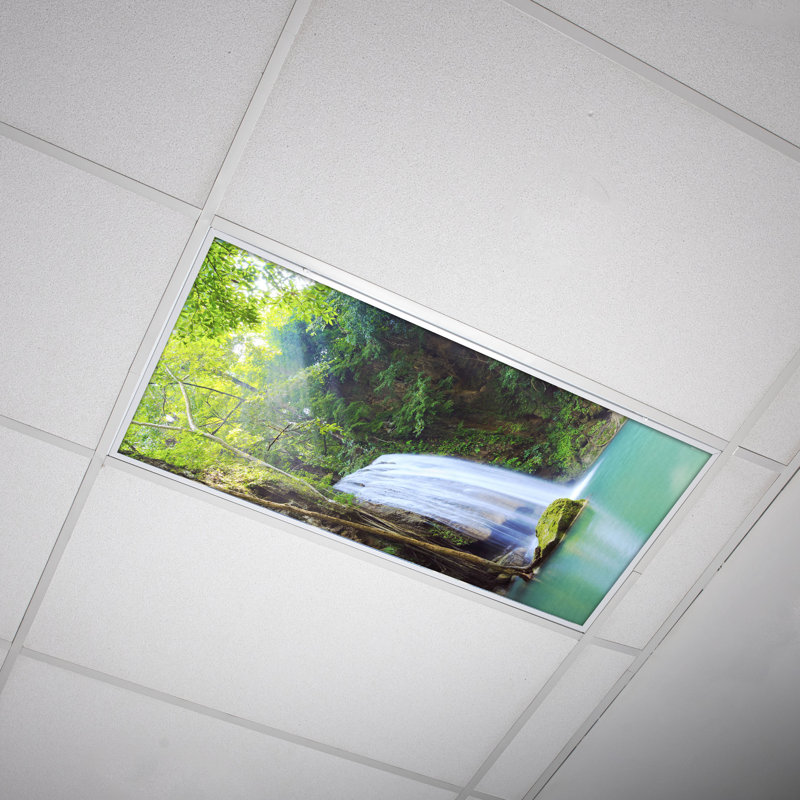 Couvre-lampes fluorescents de classe Waterfall pour plafonniers - pour luminaire 2 x 4 - par Octo Lights