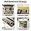 Rangement de cuisine 71 po avec support interne pour porte, tablettes réglables et prise de courant - Buffet garde-manger Smart Design, support en verre, solution multifonction AC