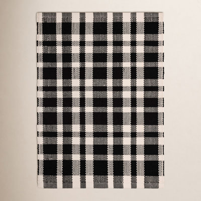 Tattersall Black Handwoven Indoor/Outdoor Rug
