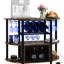 Armoire à vin avec 10 fentes, lumières à DEL, charge, unité de charge de bar à teinte rustique brun, tablette,