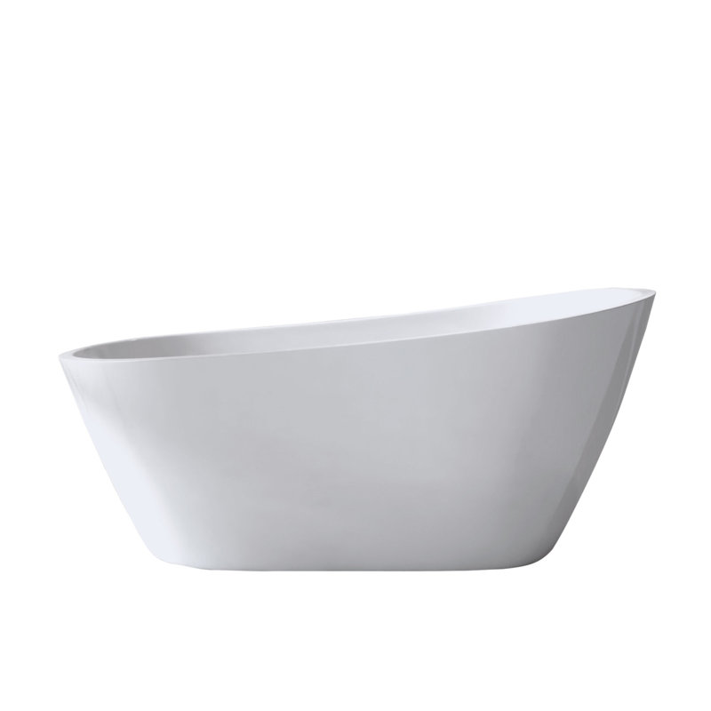 67"Special-Shaped Freestanding Slipper Bathtub: Gloss White Finish, Chrome Overflow & Pop-Up Drain, Cupc Certified