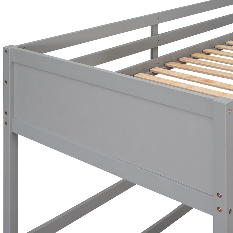 Lit mezzanine en bois massif avec lit simple, gris - Design élégant et moderne, Gris