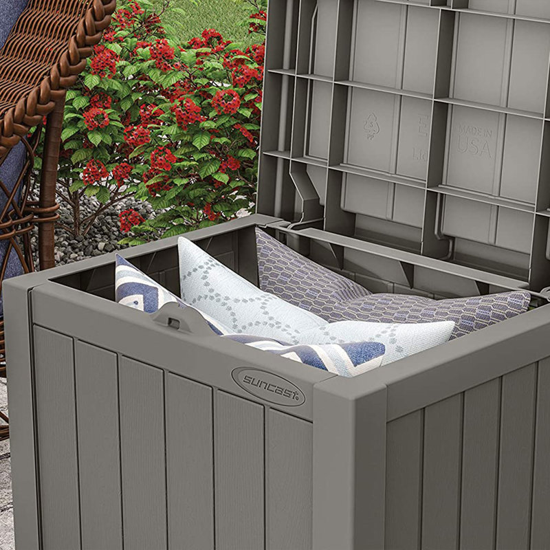 Gray 22 Gallon Resin Deck Box with Seat