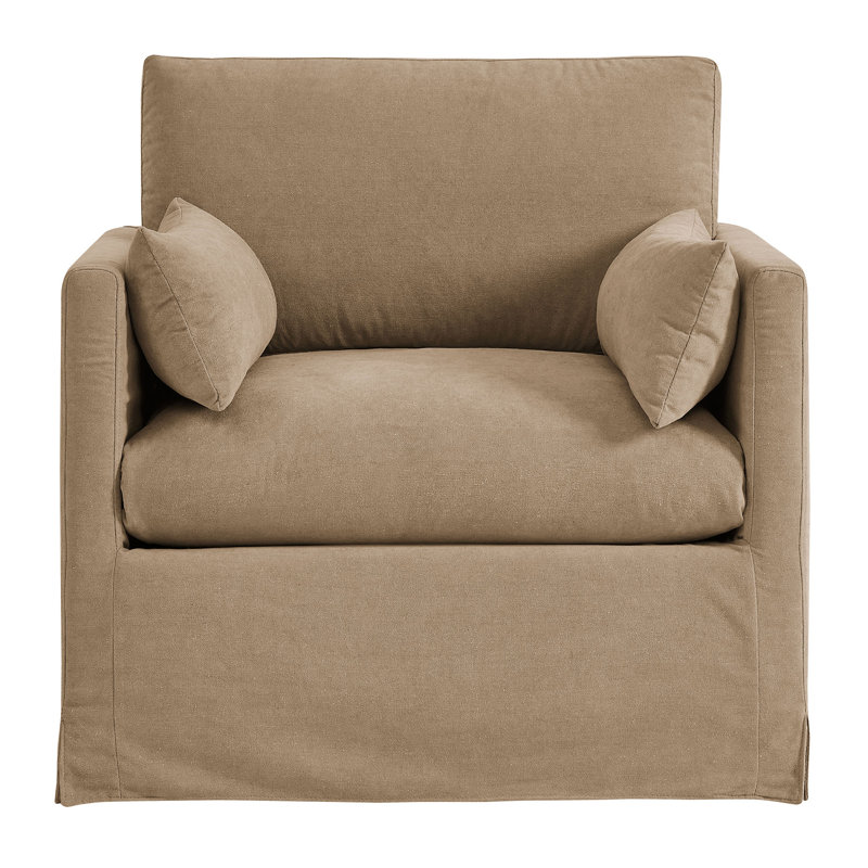 Fauteuil Wellfleet en mélange de lin et amande, Amande