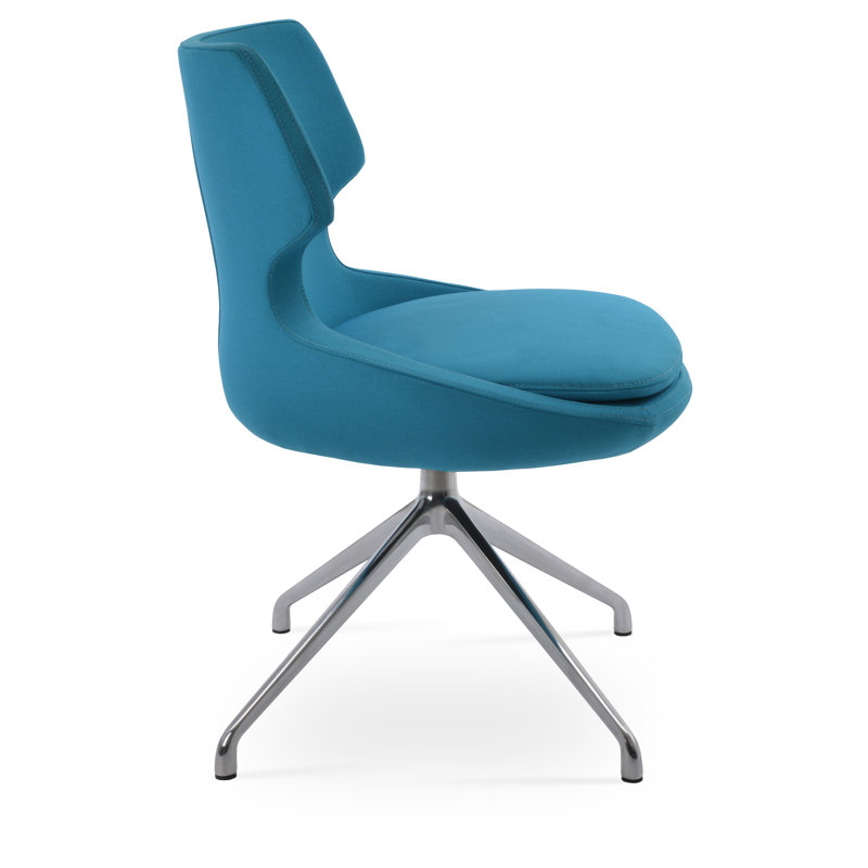 Patara Spider Swivel Chair in Wool, Turquoise