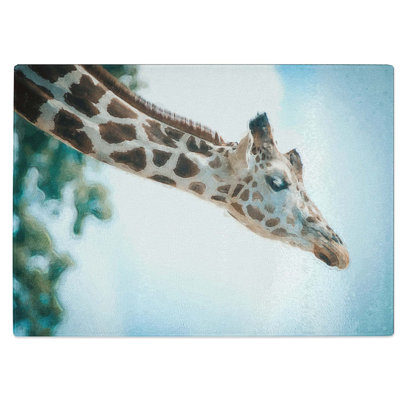 Tempered Glass Stretching Giraffe Chopping Board
