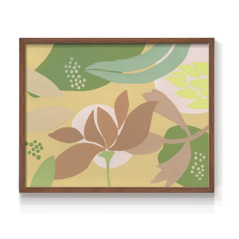 «Neutral Blooms I», reproduction encadrée, H 8 po x l 10 po, Noyer